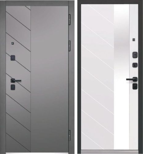 Люксор 2МДФ Пирамида Зеркало МДФ Сатин графит/Эмалит белый со встроенным зеркалом в пол