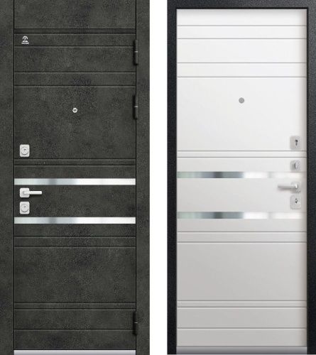 Центурион С-115-2025 Чёрный муар+Бетон тёмный - Кашемир белый