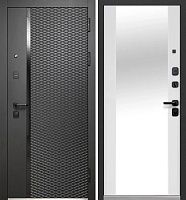 Люксор 2МДФ Ромб Вертикаль Антрацит софт - встроенное Зеркало Эмалит белый