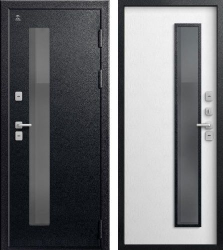 Центурион Т-20-2025 Чёрный муар-Софт ясень белый (термодверь со стеклом)