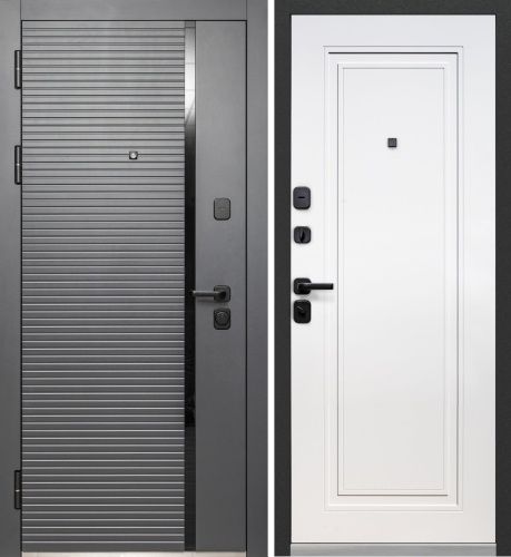 Люксор 2МДФ Горизонталь НЕО Сатин графит - Эмалит белый