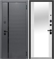 Люксор 2МДФ Горизонталь  Сатин графит - Эмалит белый с встроенным зеркалом в пол