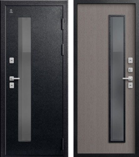 Центурион Т-20-2025 Чёрный муар-Софт ясень грей (термодверь со стеклом)