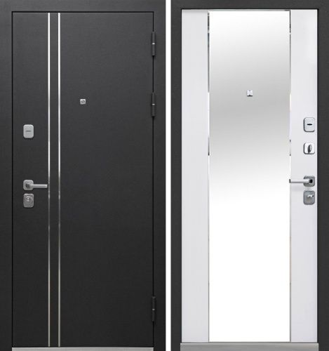 Люксор 2мм Букле антрацит - Зеркало фацет Эмалит белый