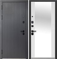 Люксор 2МДФ Вертикаль Сатин графит - Эмалит белый, встроенное зеркало в пол