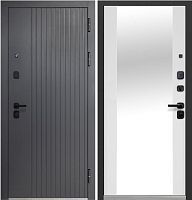 Люксор 2МДФ Вертикаль Сатин графит - Эмалит белый, встроенное зеркало в пол