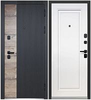 Люксор 2МДФ Дуб Вертикаль НЕО Канадский дуб пацифик, Сатин черный - Эмалит белый