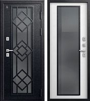 Центурион Т-21-2025 Чёрный муар-Софт ясень белый (термодверь со стеклом)