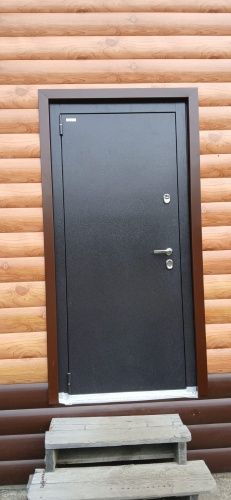 Входная термодверь Snegir PRO Букле коричневый - Бьянко S60-L1 с двойным листом металла фото 10