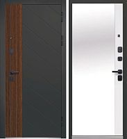 Люксор 2МДФ Диагональ Зеркало МДФ Антрацит софт/Грецкий орех - Эмалит белый со встроенным зеркалом в пол